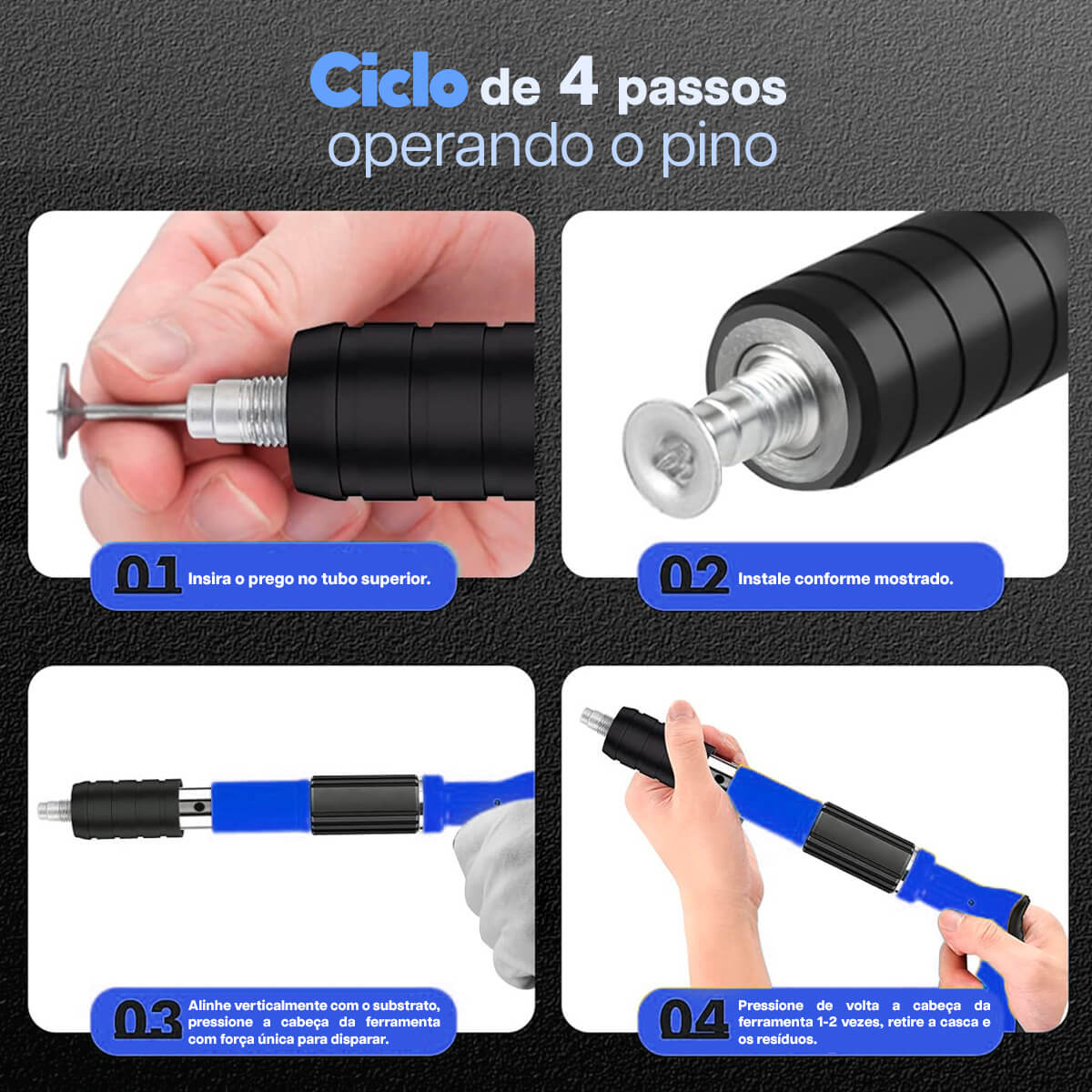 Ferramenta Kit Pistola de Fixação Finca Pino com 220 Pregos